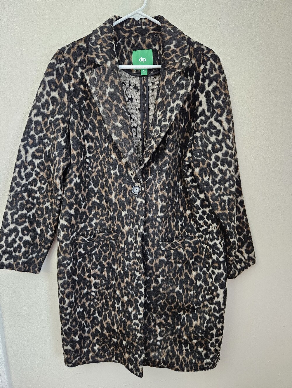 dip Leopard Print Coat in Brown and Black Size XL